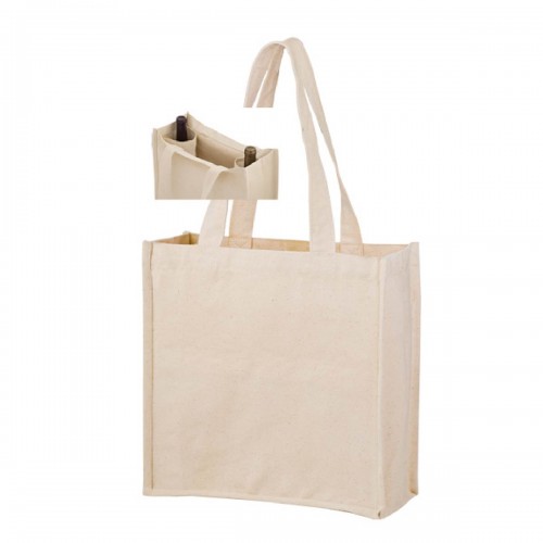 Heavyweight Cotton Tote Bag with 2 Bottle Holders
