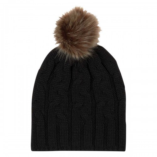 Embroidered Cameron Cable Knit Pom Beanie