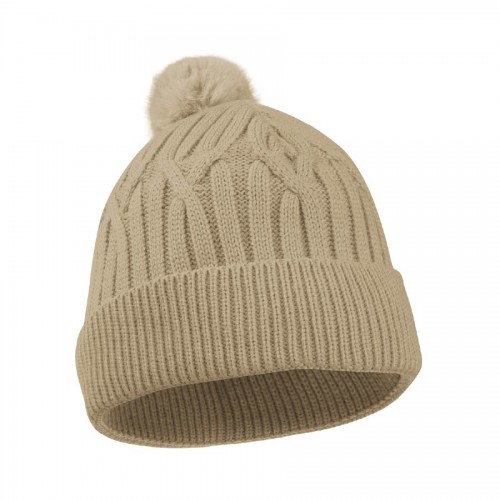 Embroidered Courtney Cable Knit rPET Pom Beanie Embroidered Courtney Cable Knit rPET Pom Beanie