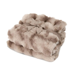 Embroidered Ruched Faux Fur Recycled Polyester Blanket