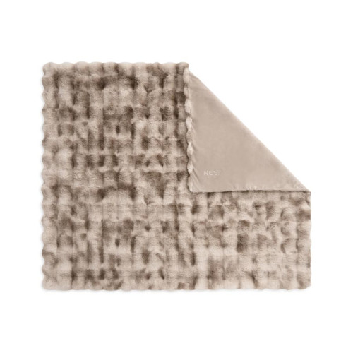 Embroidered Ruched Faux Fur Recycled Polyester Blanket