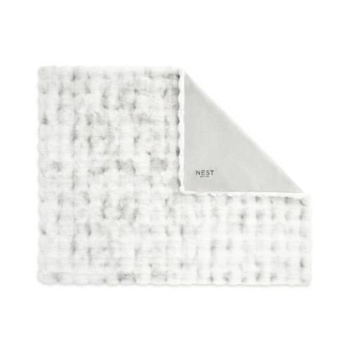 Embroidered Ruched Faux Fur Recycled Polyester Blanket
