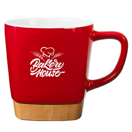 11oz Ceramic Mug with Removable Bamboo Coaster
