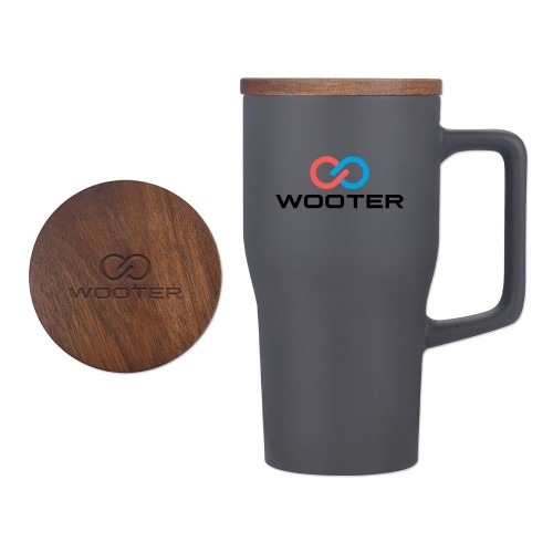 18oz Ceramic Mug with Wood Lid