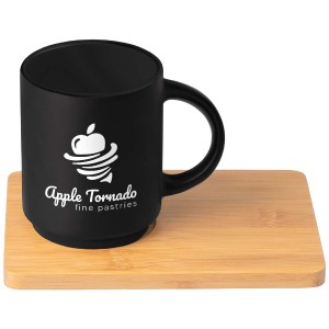Café Duo 11oz Ceramic Mug & Bamboo Board Set