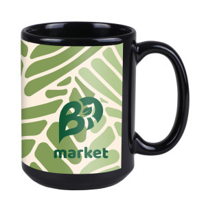 Full Color 15oz Black Ceramic Mug
