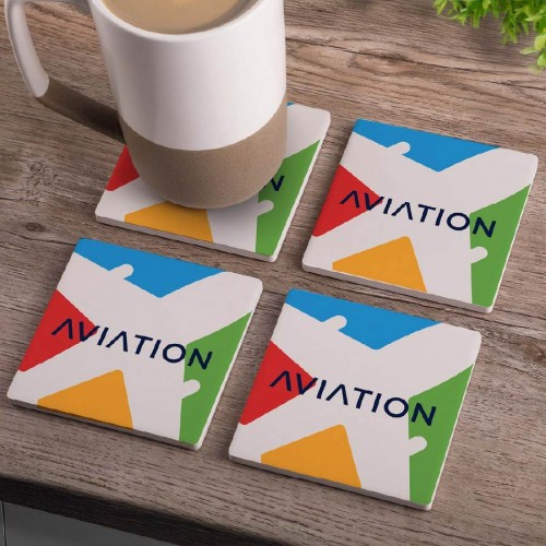 Square Ceramic 4 Piece Coaster Set in Box Square Ceramic 4 Piece Coaster Set in Box