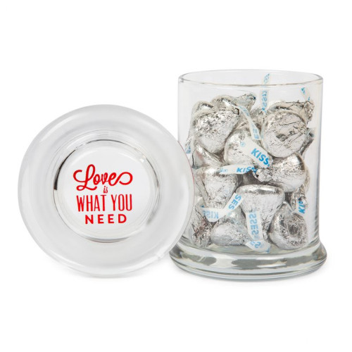 3.5 oz Glass Jar with Hershey's Chocolate Kisses