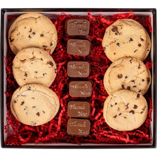 Chocolate Chip Cookies and Molded Chocolates in Gift Box Chocolate Chip Cookies and Molded Chocolates in Gift Box