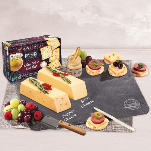 Genuine Slate Serving Plate with Wisconsin Cheese