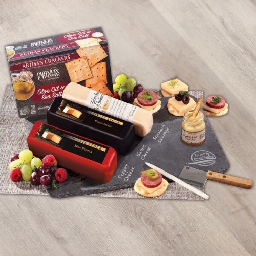 Genuine Slate Serving Plate with Wisconsin Cheese & Sausage Genuine Slate Serving Plate with Wisconsin Cheese & Sausage