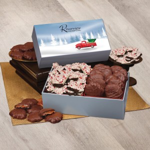 Peppermint Bark & Pecan Clusters in Gift Box