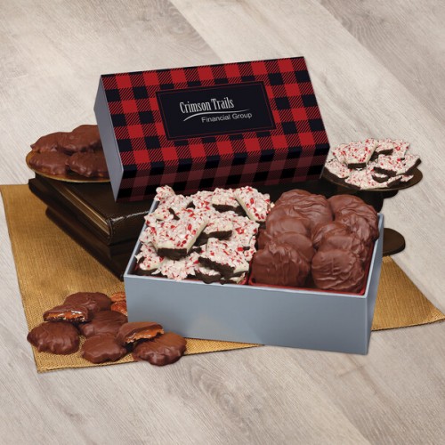 Peppermint Bark & Pecan Clusters in Gift Box