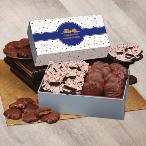 Peppermint Bark & Pecan Clusters in Gift Box