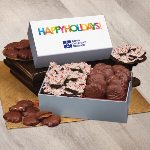 Peppermint Bark & Pecan Clusters in Gift Box