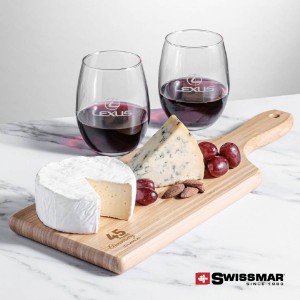Swissmar® Bamboo Board & 2 Stemless Wine Glasses Swissmar® Bamboo Board & 2 Stemless Wine Glasses