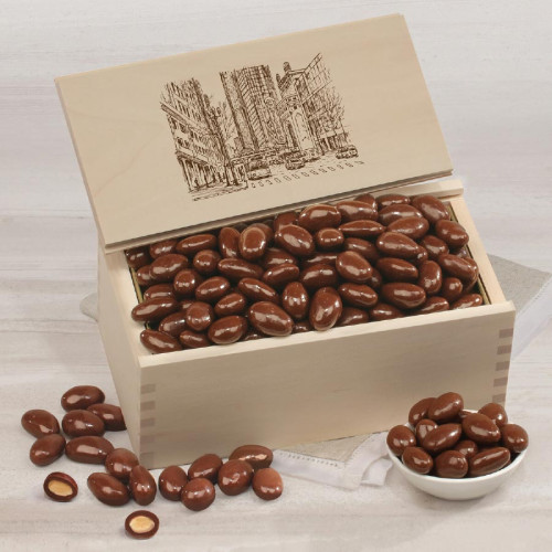 Wooden Collector's Box with Milk Chocolate Covered Almonds
