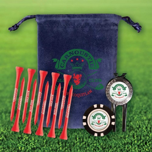 Custom Golf Tee Luxury Silver Chip Velveteen Pouch w/ Pouch Imprint