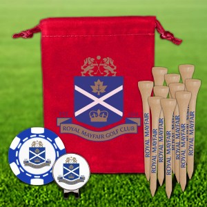 Custom Golf Tee Chip Marker Hat Clip Velveteen Pouch w/ Pouch Imprint