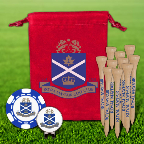 Custom Golf Tee Chip Marker Hat Clip Velveteen Pouch w/ Pouch Imprint