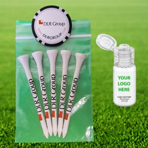 Custom Golf Tee Poly Pack - 5PC with Sanitizer Custom Golf Tee Poly Pack - 5PC with Sanitizer
