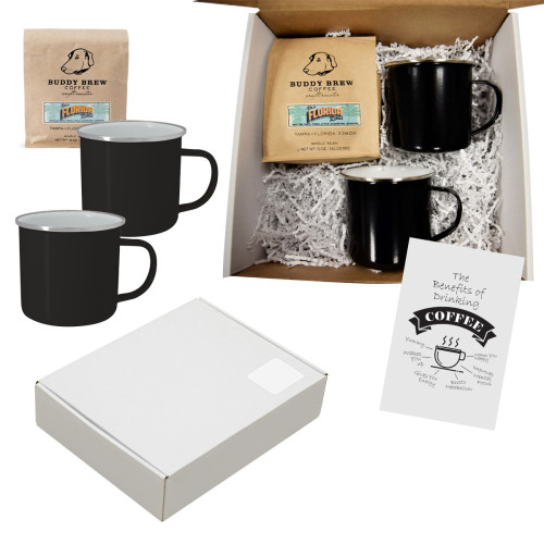 Buddy Brew Coffee Gift Set for Two – Custom Logo Enamel Mugs & Gourmet Coffee