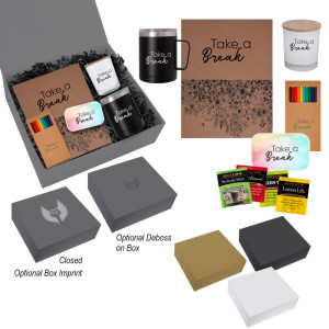 Self Care Tea Gift Set – Custom Logo Mug, Candle, Coloring Book & Tea