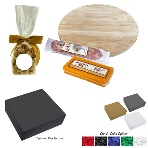 Charcuterie Gift Set – Laser Engraved Bamboo Board, Salami, Cheese & Cashews