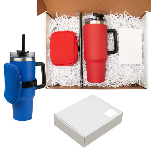 Intrepid Traveler Gift Set – Custom Logo 40oz Tumbler & Water Bottle Pouch