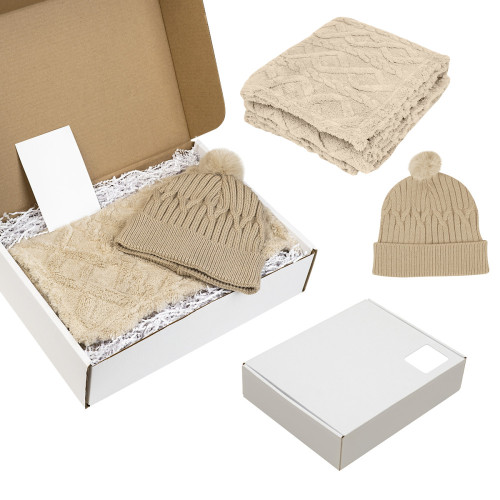 Bundle Up Beanie & Blanket Gift Set – Embroidered Logo Pom Beanie & Sherpa Blanket