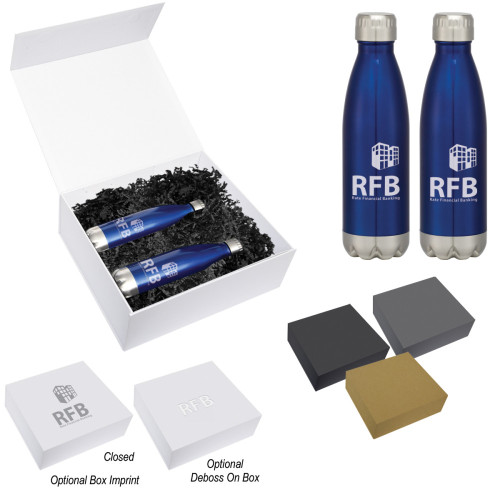16oz Swiggy Stainless Steel Bottle Gift Set – Two Custom Logo Bottles