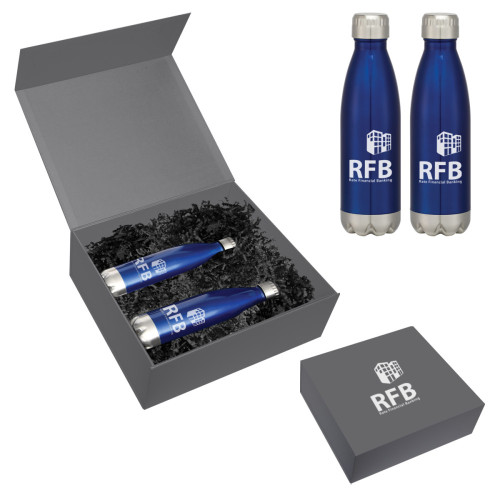 16oz Swiggy Stainless Steel Bottle Gift Set – Two Custom Logo Bottles