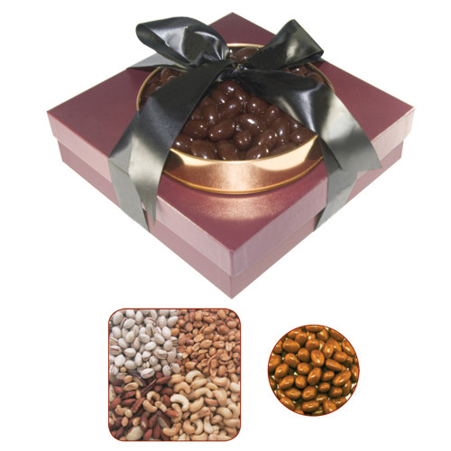 The Beverly Hills Gourmet Nut & Chocolate Almond Tower – Custom Logo Ribbon The Beverly Hills Gourmet Nut & Chocolate Almond Tower – Custom Logo Ribbon
