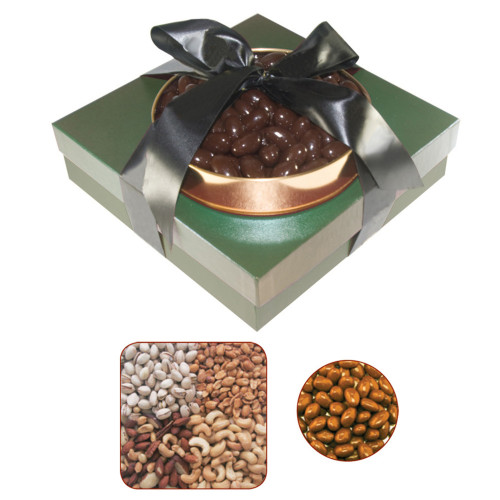 The Beverly Hills Gourmet Nut & Chocolate Almond Tower – Custom Logo Ribbon The Beverly Hills Gourmet Nut & Chocolate Almond Tower – Custom Logo Ribbon