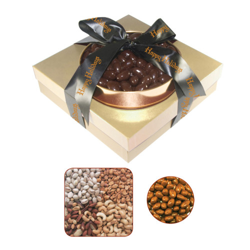 The Beverly Hills Gourmet Nut & Chocolate Almond Tower – Custom Logo Ribbon The Beverly Hills Gourmet Nut & Chocolate Almond Tower – Custom Logo Ribbon