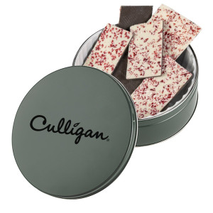 Collector Gift Tin – Large Custom Logo Tin with Peppermint Bark, Toffee or Truffles