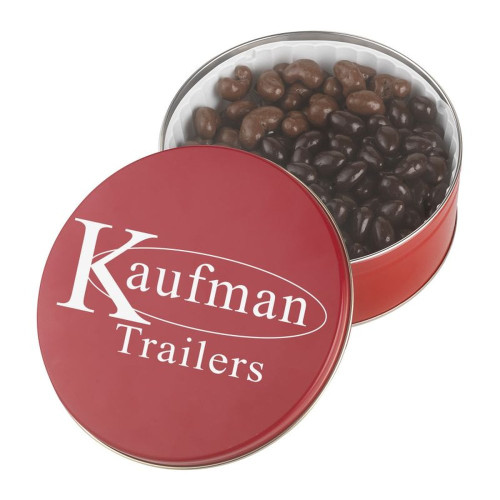Collector Gift Tin – Large Custom Logo Tin with Peppermint Bark, Toffee or Truffles Collector Gift Tin – Large Custom Logo Tin with Peppermint Bark, Toffee or Truffles