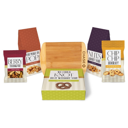 Gourmet Gathering Gift Tray – Custom Logo Tray & Engraved Wood Board with Snacks