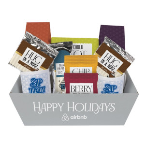 Sip & Savor Gourmet Gift Tray – Custom Logo Mugs or Tumblers with Cocoa & Snacks