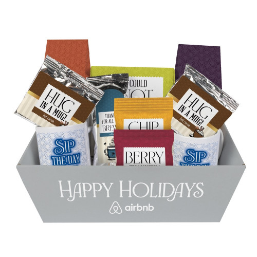 Sip & Savor Gourmet Gift Tray – Custom Logo Mugs or Tumblers with Cocoa & Snacks