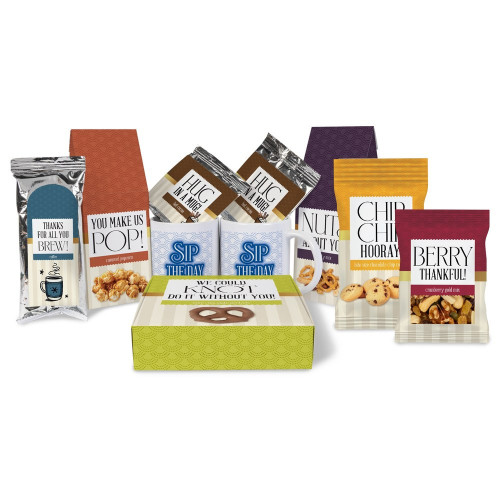 Sip & Savor Gourmet Gift Tray – Custom Logo Mugs or Tumblers with Cocoa & Snacks