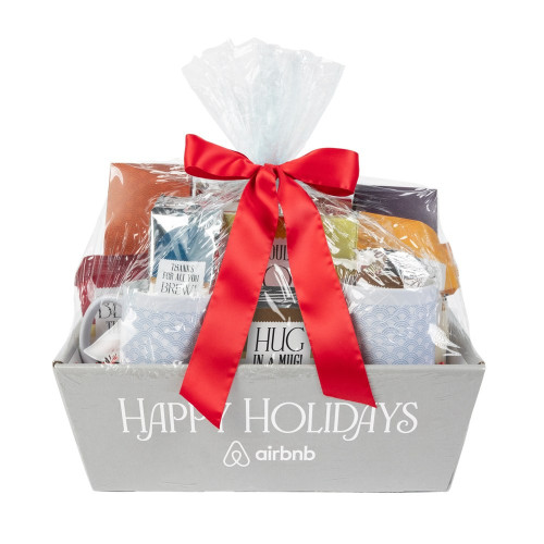 Sip & Savor Gourmet Gift Tray – Custom Logo Mugs or Tumblers with Cocoa & Snacks