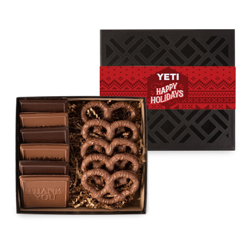 Chocolate Cookie & Pretzel Gift Box – Custom Logo Full Color Belly Band