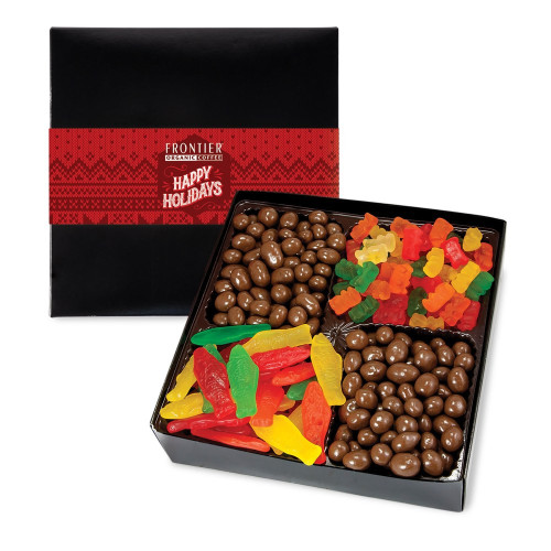 Four Delights Gift Box with Full Color Logo Band – Pretzels, Confections or Holiday Treats