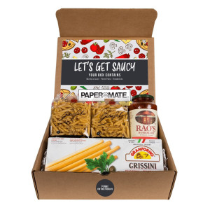 Let's Get Saucy Italian Gourmet Kit – Rao's Marinara, Garofalo Pasta & Grissini in Custom Logo Box Let's Get Saucy Italian Gourmet Kit – Rao's Marinara, Garofalo Pasta & Grissini in Custom Logo Box