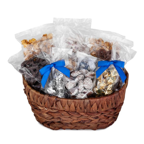 Gourmet Chocolate & Snack Gift Basket – Custom Logo Ribbon, 2.5 lbs of Treats