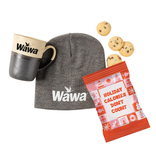 Winter Warmth Gift Set – Custom Logo Knit Beanie, Rustic Mug & Chocolate Chip Cookies Winter Warmth Gift Set – Custom Logo Knit Beanie, Rustic Mug & Chocolate Chip Cookies