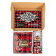 Cozy Winter Wishes Gift Set – Custom Logo Sherpa Blanket, Buffalo Check Mug, Cookies & Cocoa