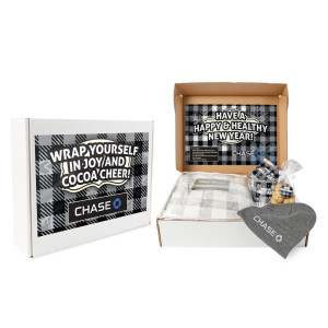 All Bundled Up Winter Gift Set – Custom Logo Sherpa Blanket, Mug, Beanie, Cookies & Cocoa