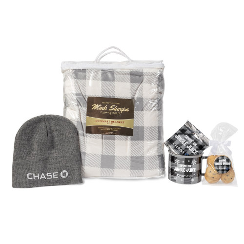 All Bundled Up Winter Gift Set – Custom Logo Sherpa Blanket, Mug, Beanie, Cookies & Cocoa All Bundled Up Winter Gift Set – Custom Logo Sherpa Blanket, Mug, Beanie, Cookies & Cocoa